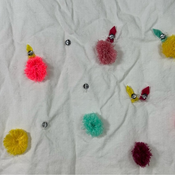 GapKids White Dress With Pom-Pom Embellishments Girls Size M - Picture 4 of 5